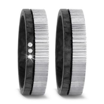 Titan Factory Trauringe Carbon 52540/002/003/TN00 + 52540/002/000/TN00