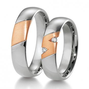 Breuning Trauringe Weiss-Rotgold DR 041650 / HR 041660