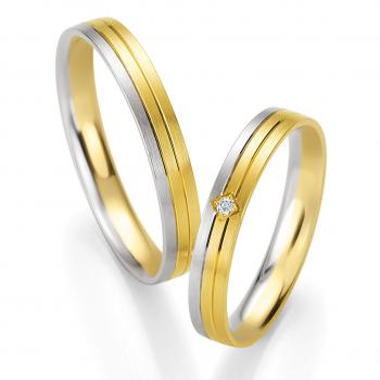Breuning Trauringe Weiss-Gelbgold DR 042130 / HR 042140
