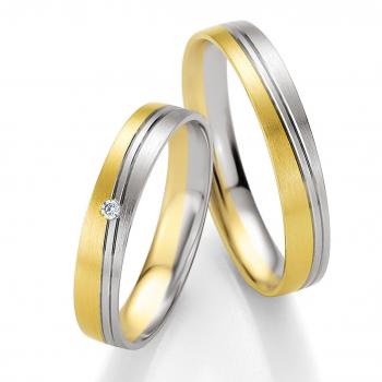 Breuning Trauringe Weiss-Gelbgold DR 042190 / HR 042200