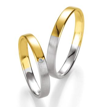 Breuning Trauringe Weiss-Gelbgold 48/05637 + 48/05638