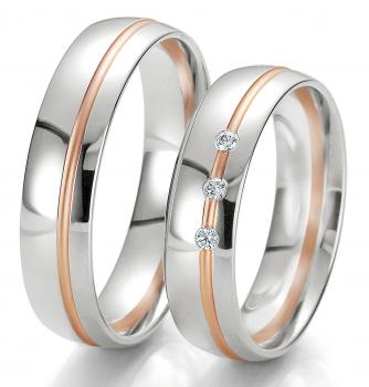 Breuning Trauringe Weiss-Rotgold DR 062070 / HR 062080