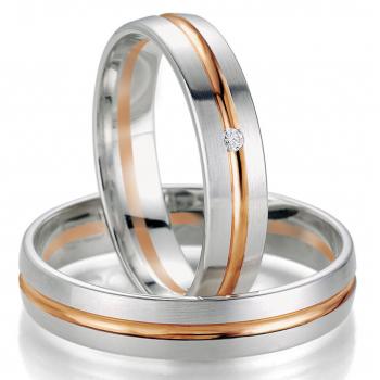 Breuning Trauringe Weiss-Rotgold DR 070550 / HR 070560