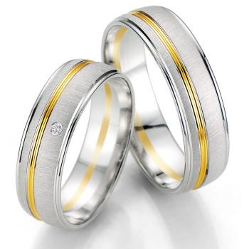 Breuning Trauringe Weiss-Gelbgold DR 070570 / HR 070580