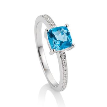 Breuning Ring - Edel Topas dunkel (swiss Blue)/Brillant 0,096 Ct