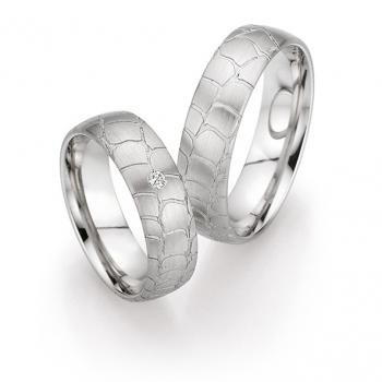 Fischer Trauringe Weissgold 38 07772/060 + 6 07772/060 585/- Weißgold