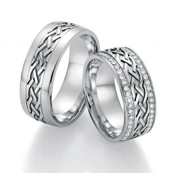 Nowotny-Collection Ruesch Trauringe Weissgold 02/50050-080 + 02/50060-080