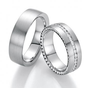 Nowotny-Collection Ruesch Trauringe Weissgold 02/50110-065 + 02/50120-065