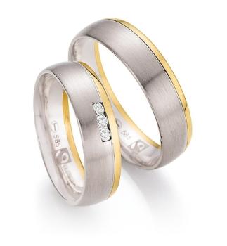 Nowotny-Collection Ruesch Trauringe Weiss-Gelbgold 33/30050-055 + 33/30060-055