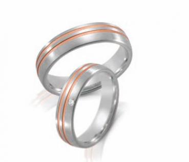 Steidinger Trauringe Weiss-Rotgold 41296/5.5 + 41296/5.5 B	