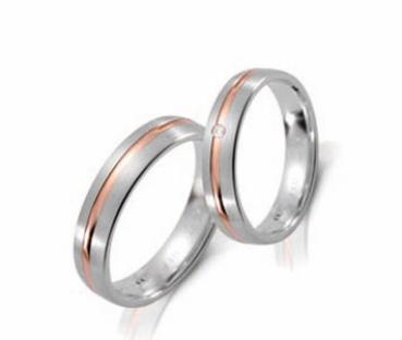 Steidinger Trauringe Weiss-Rotgold 41301/5 + 41301/5 B