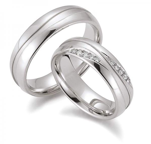 August Gerstner Trauringe Weissgold 4/28250/6 + 28250/6