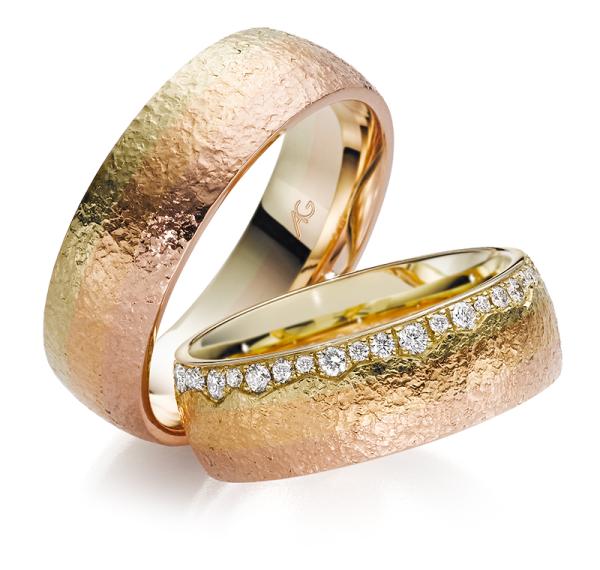 August Gerstner Trauringe Tricolour 4/28606/7 + 28606/7