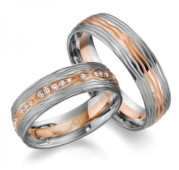 August Gerstner Trauringe Weiss-Rosegold 4/28723/6 + 28723/6