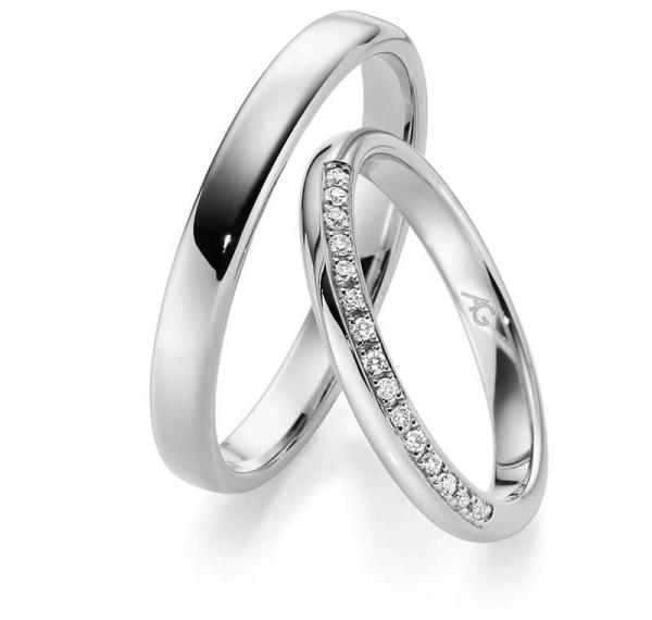 August Gerstner Trauringe Weissgold 4/28711/2.5 + 28711/3