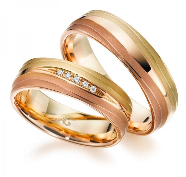 August Gerstner Trauringe Tricolour 4/28717/6 + 28717/6