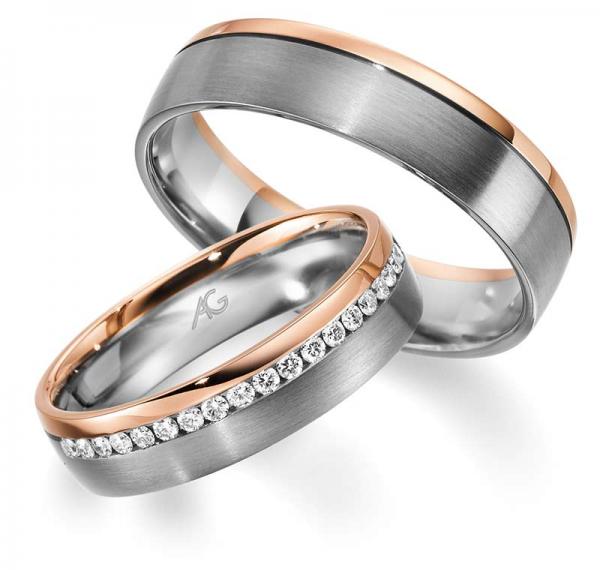 August Gerstner Trauringe Weiss-Rotgold 4/28724/5 + 28724/5.5
