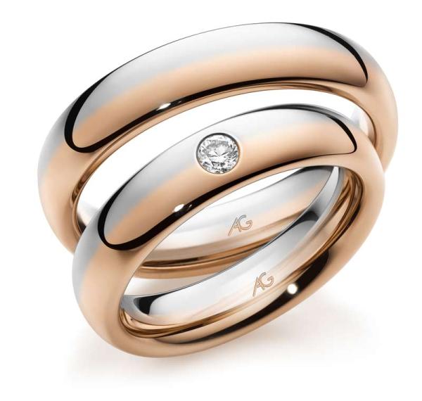 August Gerstner Trauringe Weiss-Rotgold 28833/5 + 4/28833/5