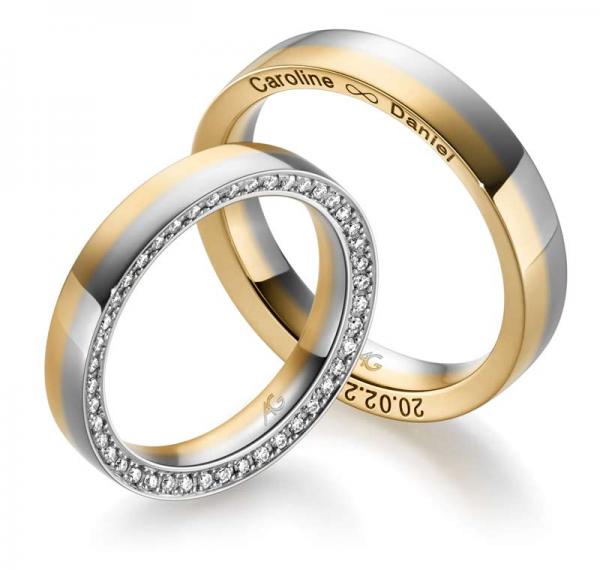 August Gerstner Trauringe Weiss-Gelbgold 4/28846/4 + 28846/4.5