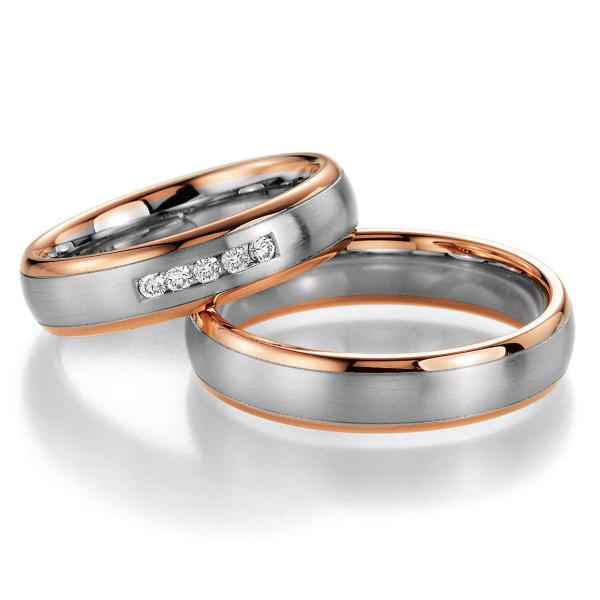 Nowotny-Collection Ruesch Trauringe Weiss-Rotgold 02/40030-050 +  02/40040-050