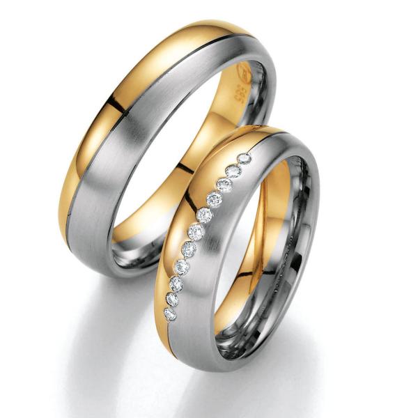 Nowotny-Collection Ruesch Trauringe Weiss-Gelbgold 02/40050-055 + 02/40060-055