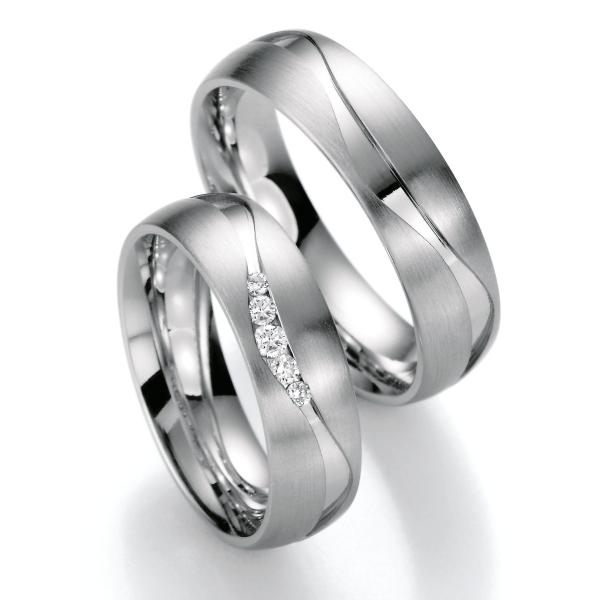 Nowotny-Collection Ruesch Trauringe Weissgold 02/40230-060 + 02/40240-060