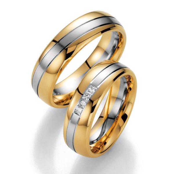 Nowotny-Collection Ruesch Trauringe Weiss-Gelbgold 02/40290-065 + 02/40300-065