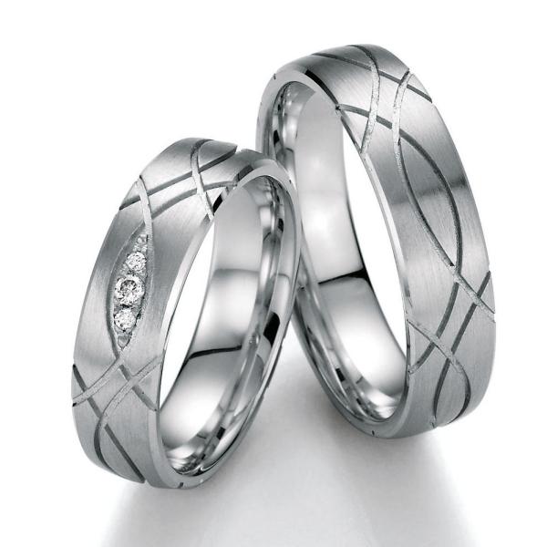 Nowotny-Collection Ruesch Trauringe Weissgold 02/40510-055 + 02/40520-055