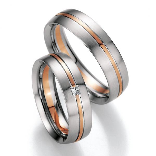 Nowotny-Collection Ruesch Trauringe Weiss-Rotgold 02/40670-060 + 02/40680-060