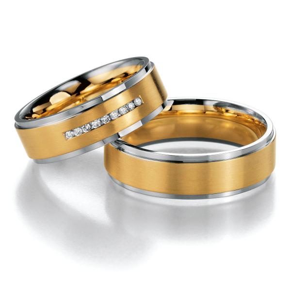 Nowotny-Collection Ruesch Trauringe Weiss-Gelbgold 02/40750-065 + 02/40760-065