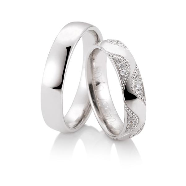 Breuning Trauringe Weißgold 48 04537 + 48 04538