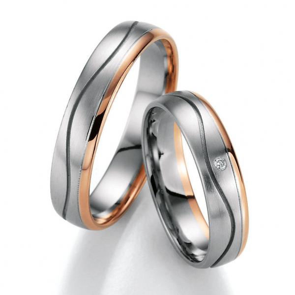 Nowotny-Collection Ruesch Trauringe Weiss-Rotgold 66/20750-045 + 66/20760-045