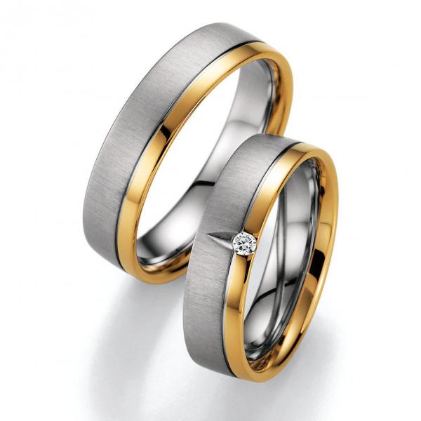 Nowotny-Collection Ruesch Trauringe Weiss-Gelbgold 66/20310-055 + 66/20320-055