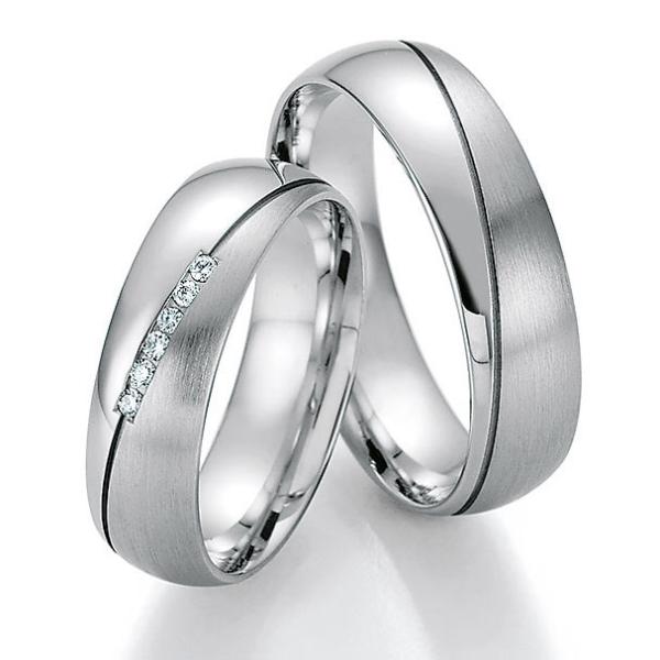 Nowotny-Collection Ruesch Trauringe Weissgold 66/33150-060 + 66/33160-060