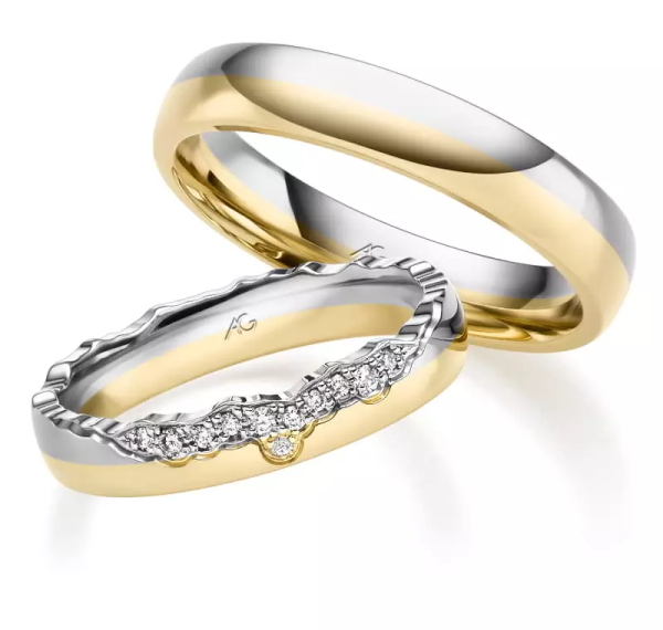 August Gerstner Trauringe Weiss-Gelbgold 31491/4 + 4/31491/4.5