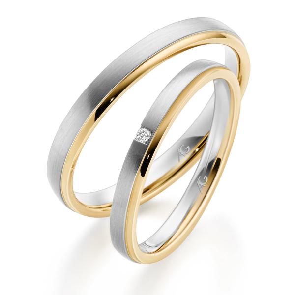 August Gerstner Trauringe Weiss-Gelbgold 4/28771/2.5 + 28771/3