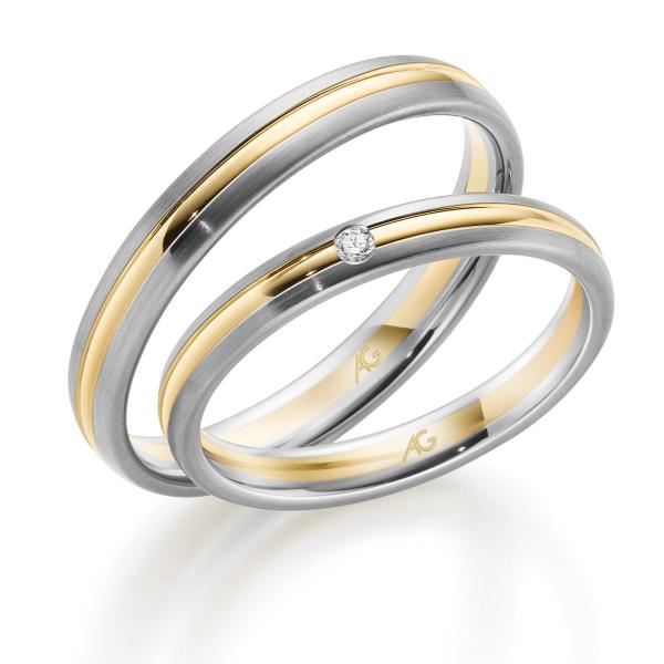 August Gerstner Trauringe Weiss-Gelbgold 4/28772/2.5 + 28772/3