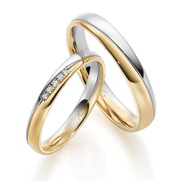 August Gerstner Trauringe Weiss-Gelbgold 4/28773/3 + 28773/4