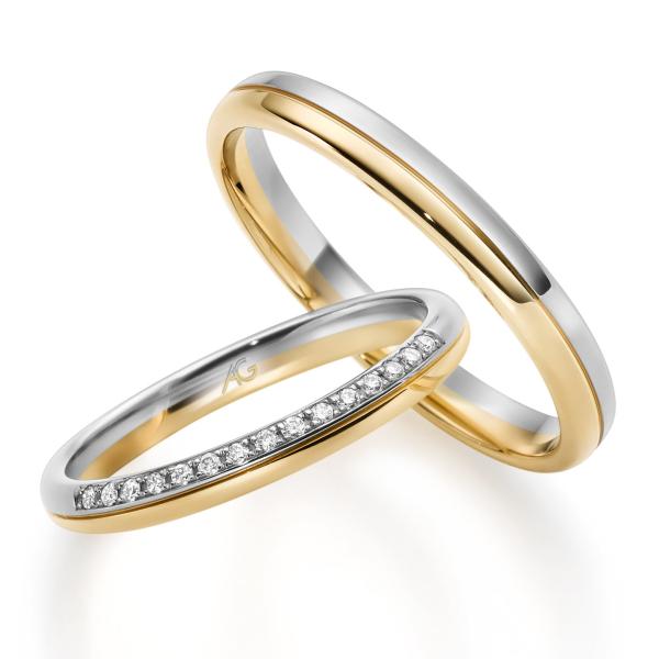 August Gerstner Trauringe Weiss-Gelbgold 4/28774/2.5 + 28774/3