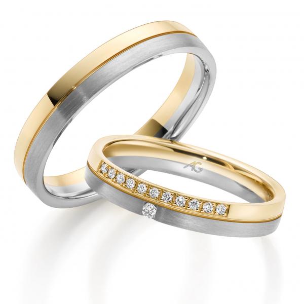 August Gerstner Trauringe Weiss-Gelbgold 4/28777/3.5 + 28777/4