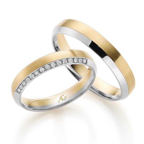 August Gerstner Trauringe Weiss-Gelbgold 4/28779/3.5 + 28779/4