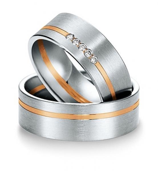 Breuning Trauringe Weiss-Rotgold 48/033400 + 48/033410