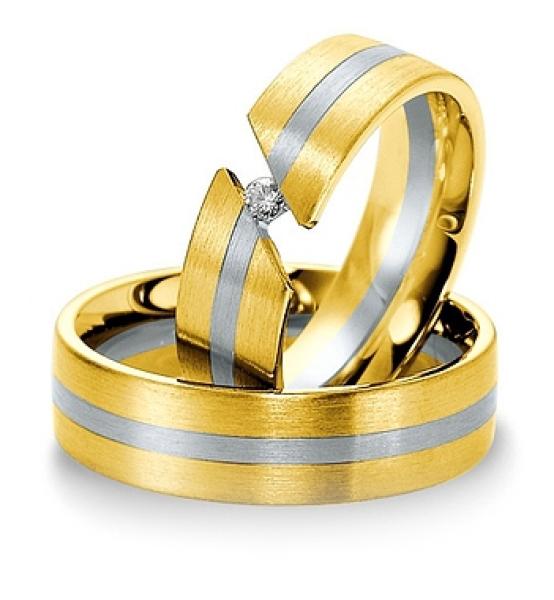 Breuning Trauringe Weiss-Gelbgold 48/040030 + 48/040040