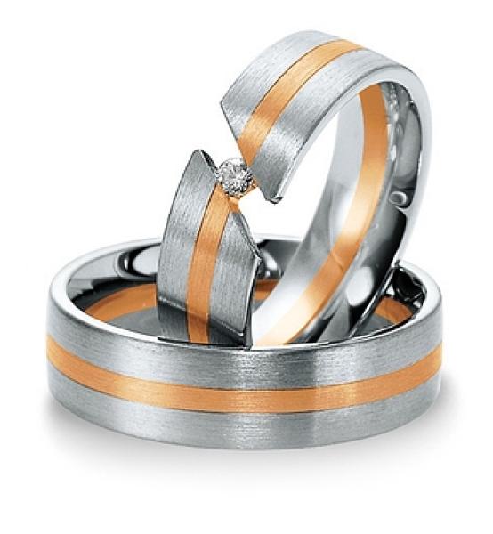 Breuning Trauringe Weiss-Gelbgold 48/040030 + 48/040040