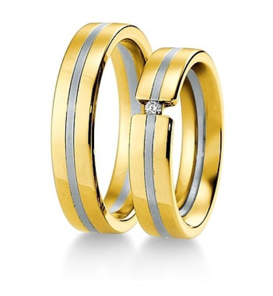 Breuning Trauringe Weiss-Gelbgold 48/040070 + 48/040080