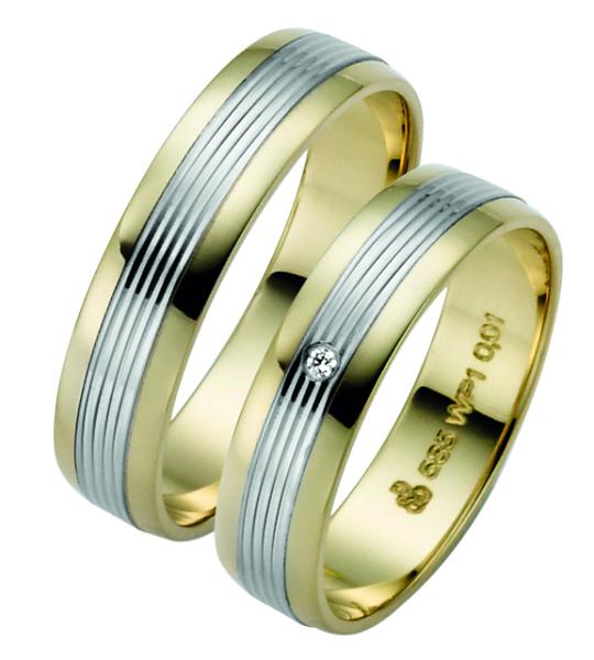 Rauschmayer Trauringe Weiss-Gelbgold 10-50831+ 11-50831