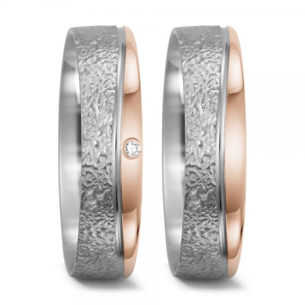 Weidner Trauringe Weiss-Rotgold 62220 + 72220