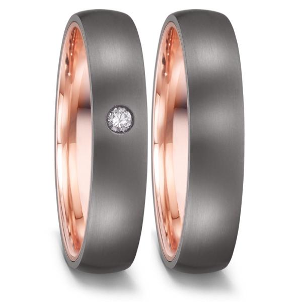 TeNo Trauringe Tantal 52660/001/DA4/X503 + 52660/001/000/X503