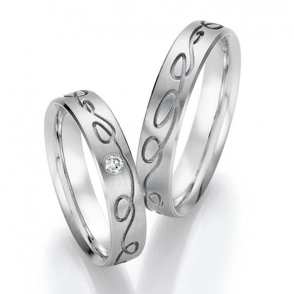 Nowotny-Collection Ruesch Trauringe Weissgold 66/35070-045 + 66/35080-045