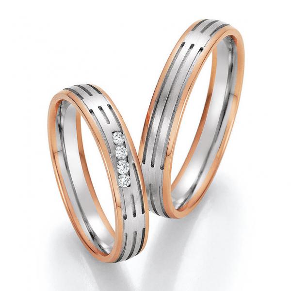 Nowotny-Collection Ruesch Trauringe Weiss-Rotgold 66/36110-040 + 66/36120-040